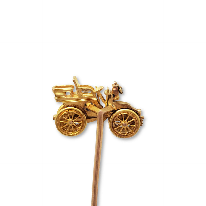 18 Karat Yellow Gold Articulated Car Stick Pin