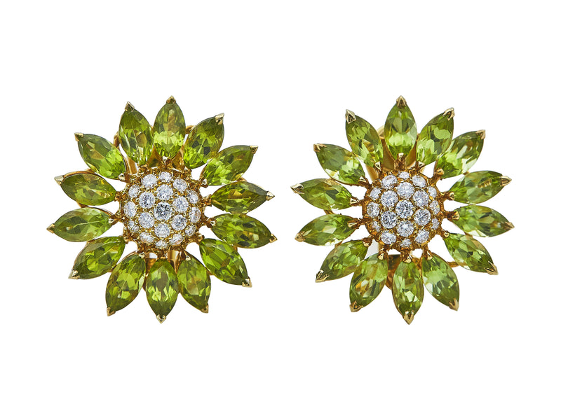 A Pair of Asprey & Garrard Daisy Ear Clips