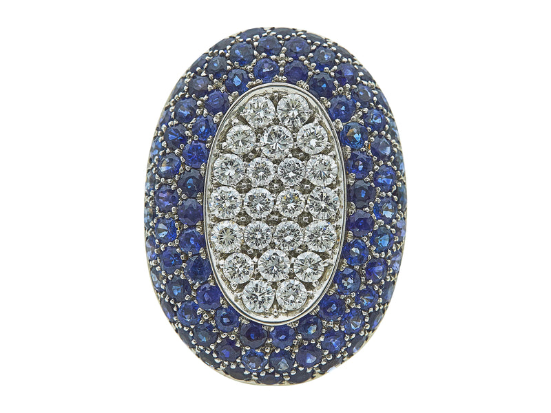 A Diamond and Sapphire Ring