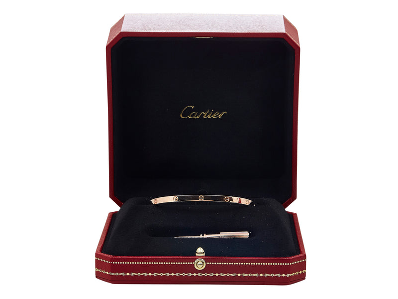 A Cartier Love Bangle Bracelet, Small Model Single-Screw Closure