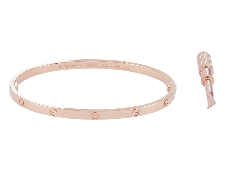 A Cartier Love Bangle Bracelet, Small Model Single-Screw Closure
