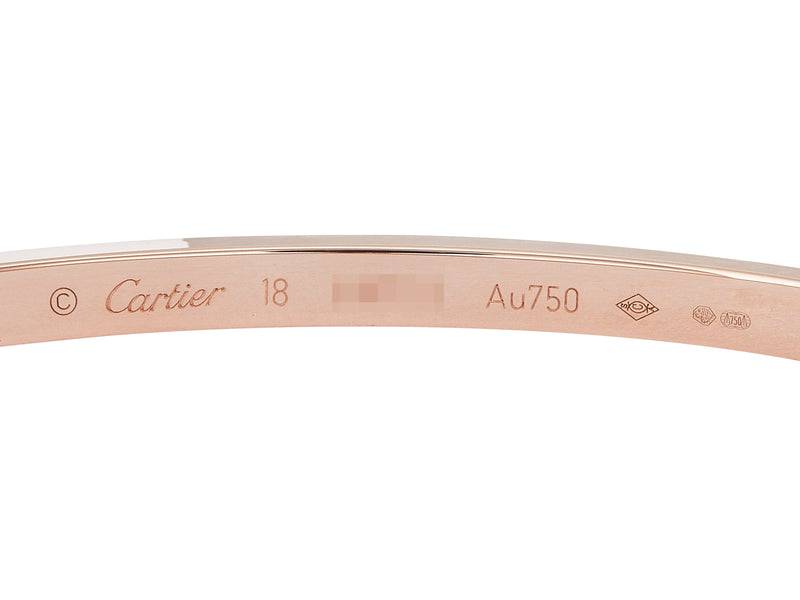 A Cartier Love Bangle Bracelet, Small Model Single-Screw Closure