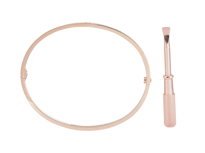 A Cartier Love Bangle Bracelet, Small Model Single-Screw Closure