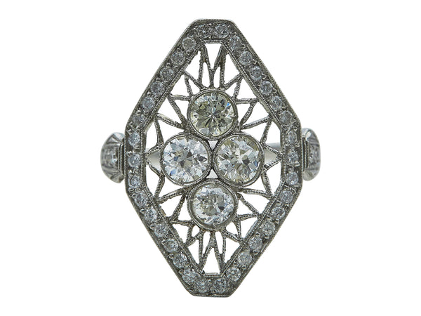 An Early Art Deco Diamond Navette Ring
