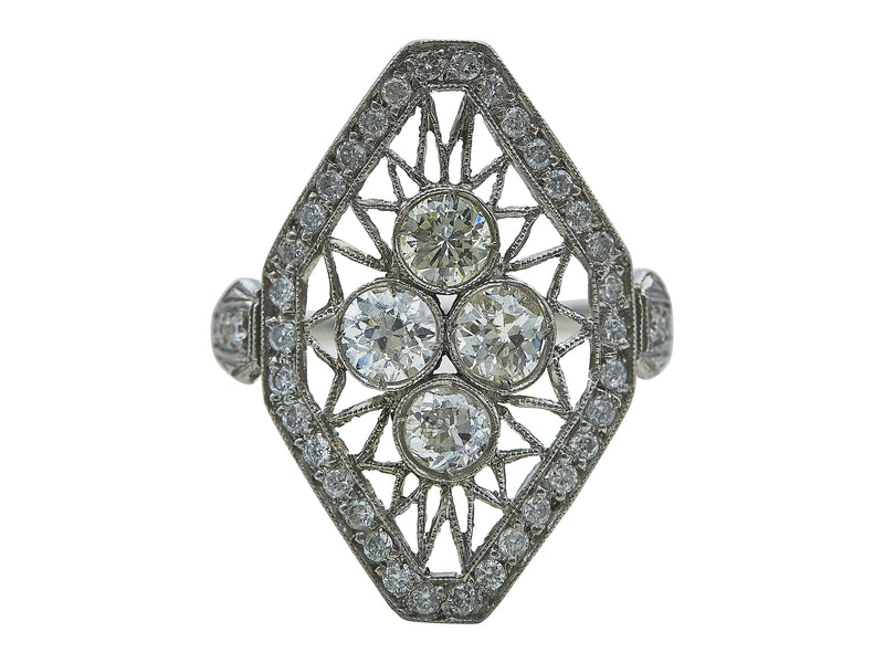 An Early Art Deco Diamond Navette Ring