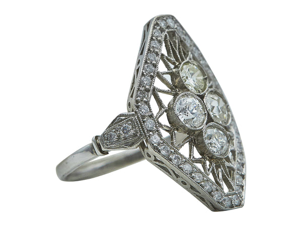 An Early Art Deco Diamond Navette Ring