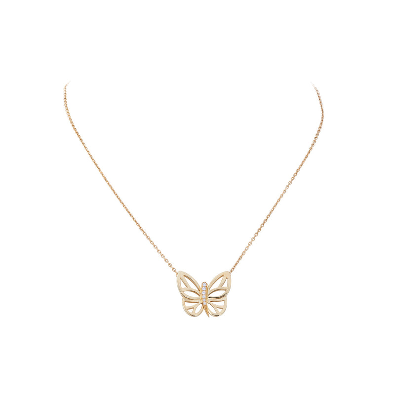 Van Cleef & Arpels Sweet Alhambra Butterfly Pendant Necklace 18K Yellow  Gold and Mother of Pearl White 883761