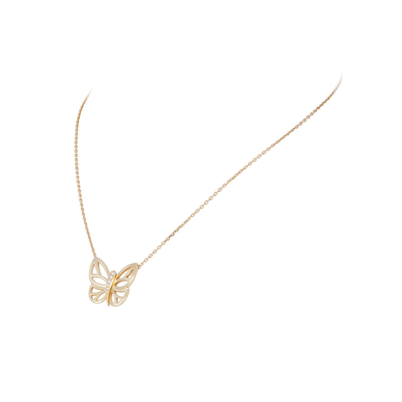 Van Cleef & Arpels Yellow Gold Diamond Butterfly Pendant Necklace