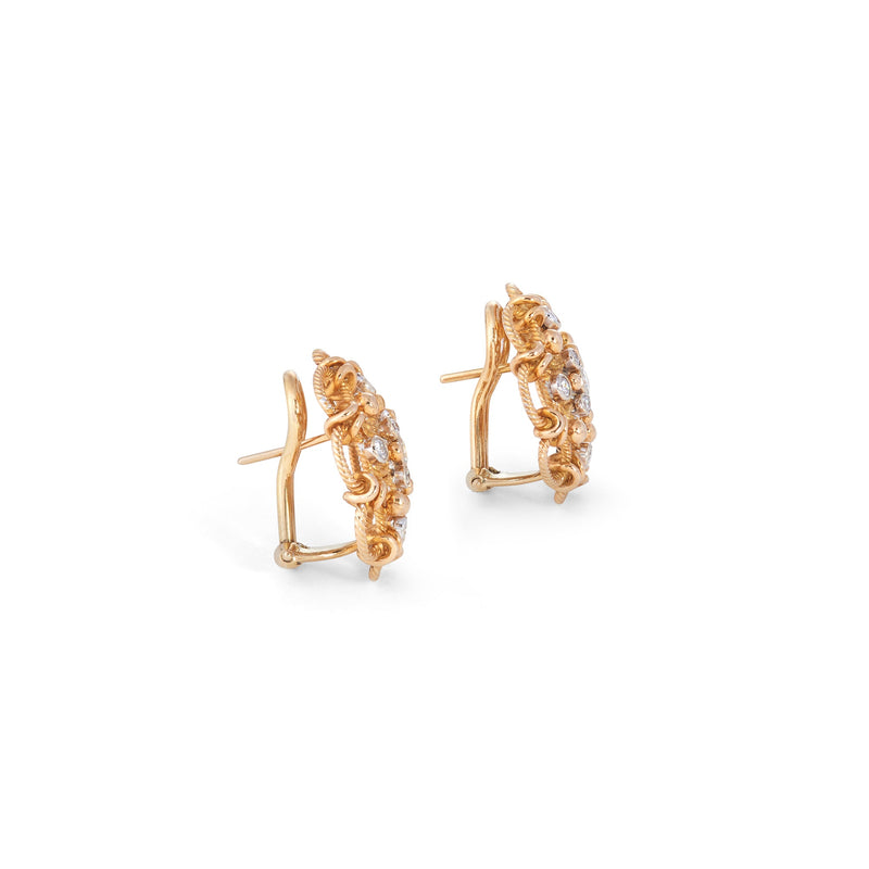 Vintage Yellow Gold and Diamond Earrings