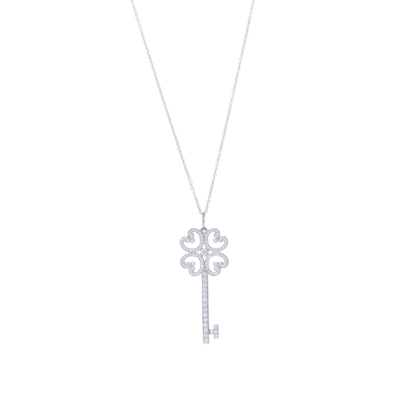 Tiffany & Co. 'Quatra Heart' Platinum and Diamond Pendant Necklace