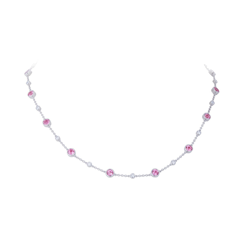 Pink Sapphire and Diamond Station Necklace – deBebians