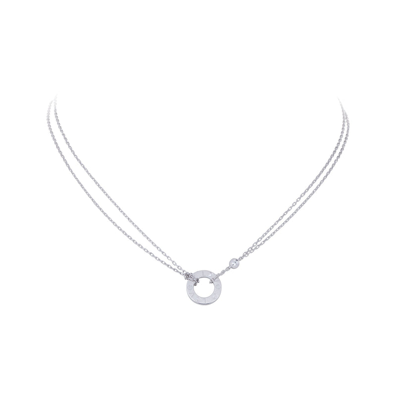 Cartier 'Love' White Gold Diamond Circle Charm Necklace