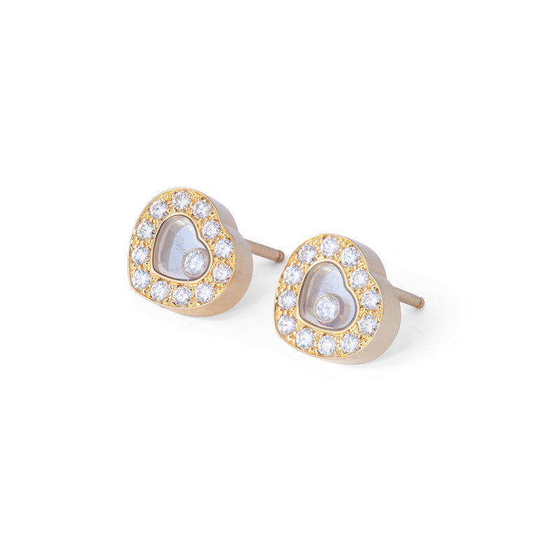 Chopard 'Happy Hearts' Yellow Gold Diamond Earrings