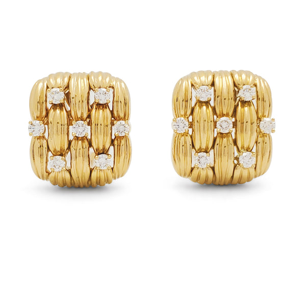 Tiffany & Co. Signature Series Gold and Diamond Earrings
