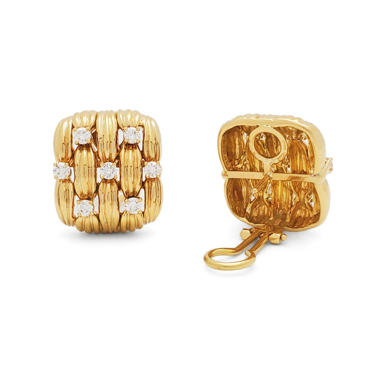 Tiffany & Co. Signature Series Gold and Diamond Earrings