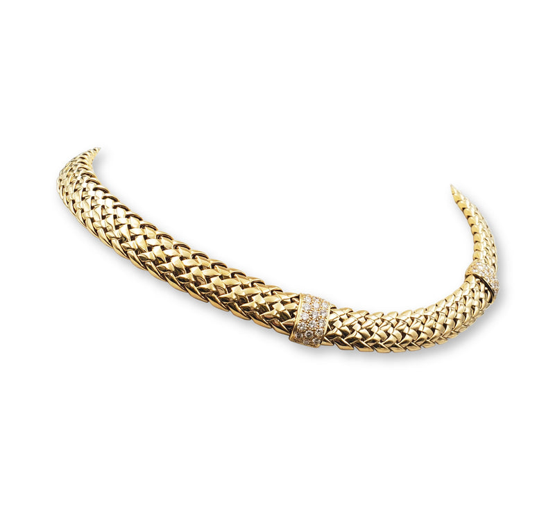 Tiffany & Co. 'Vannerie' Gold and Diamond Necklace