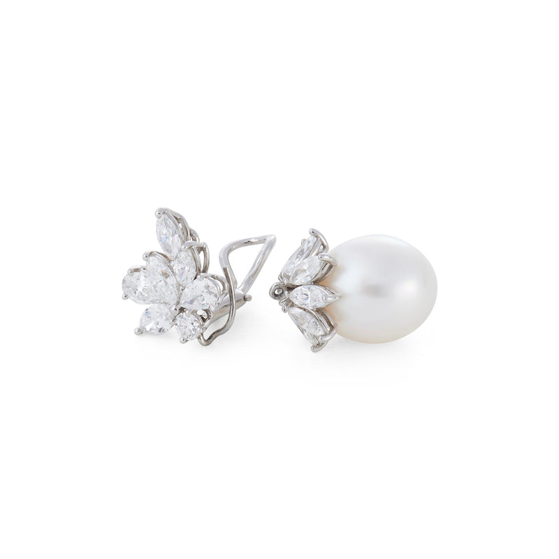Tiffany & Co. Diamond and Pearl Detachable Drop Ear Clips