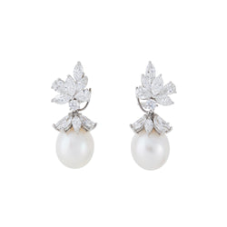Tiffany & Co. Diamond and Pearl Detachable Drop Ear Clips