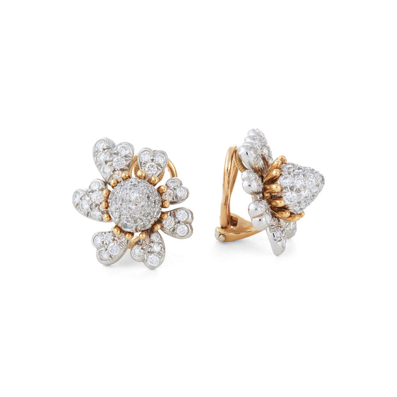 Jean Schlumberger for Tiffany & Co. 'Cones with Petals' Diamond Ear Clips