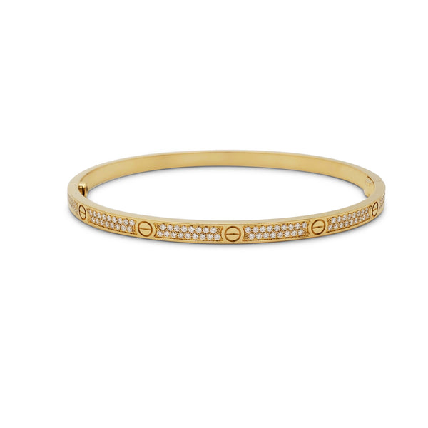 Cartier 'Love' Yellow Gold Paved Diamond Bracelet, Small Model