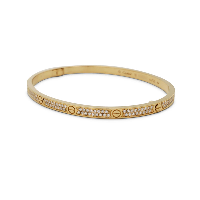 Cartier 'Love' Yellow Gold Paved Diamond Bracelet, Small Model – CIRCA