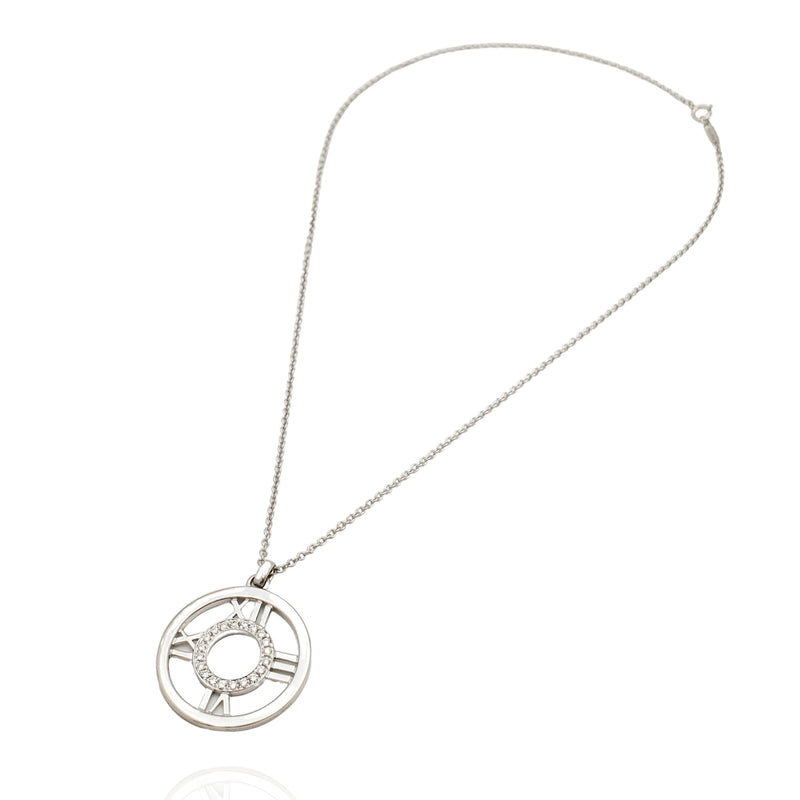 Tiffany & Co. 'Atlas' White Gold Diamond Pendant Necklace