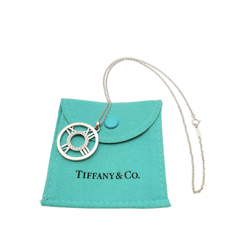 Tiffany & Co. 'Atlas' White Gold Diamond Pendant Necklace