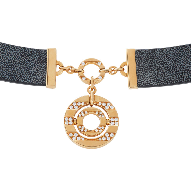 Bvlgari 'Astrale' Galuchat Leather Diamond Necklace