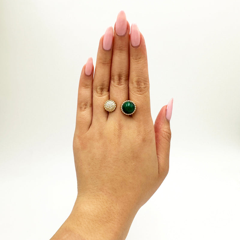 Van Cleef & Arpels 'Perlée Couleurs' Malachite and Diamond Ring