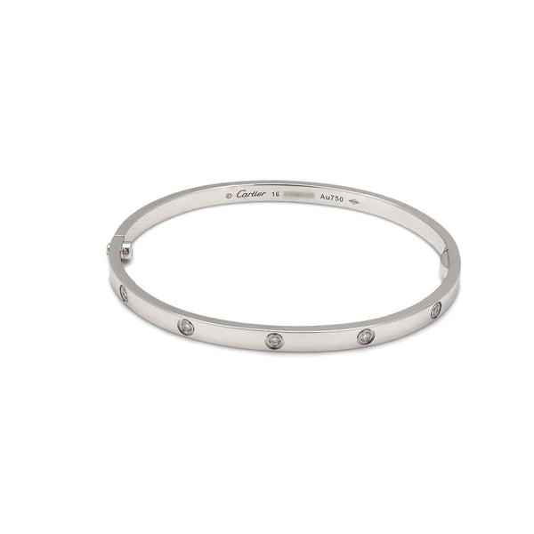 Cartier 'Love' White Gold 10-Diamond Bracelet, Small Model
