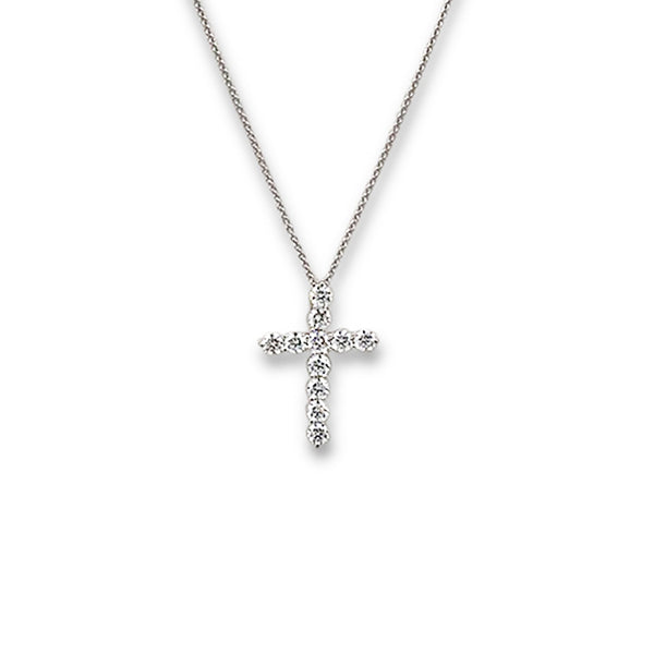 Tiffany & Co. Platinum Diamond Cross Pendant Necklace, Large