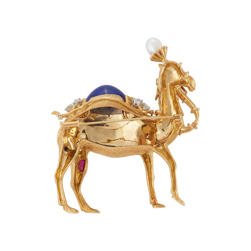 Jean Schlumberger for Tiffany & Co.  Diamond and Lapis Lazuli Camel Brooch