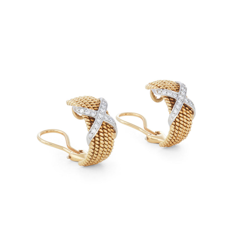 Jean Schlumberger for Tiffany & Co. 'Rope Six-Row' Diamond Ear Clips