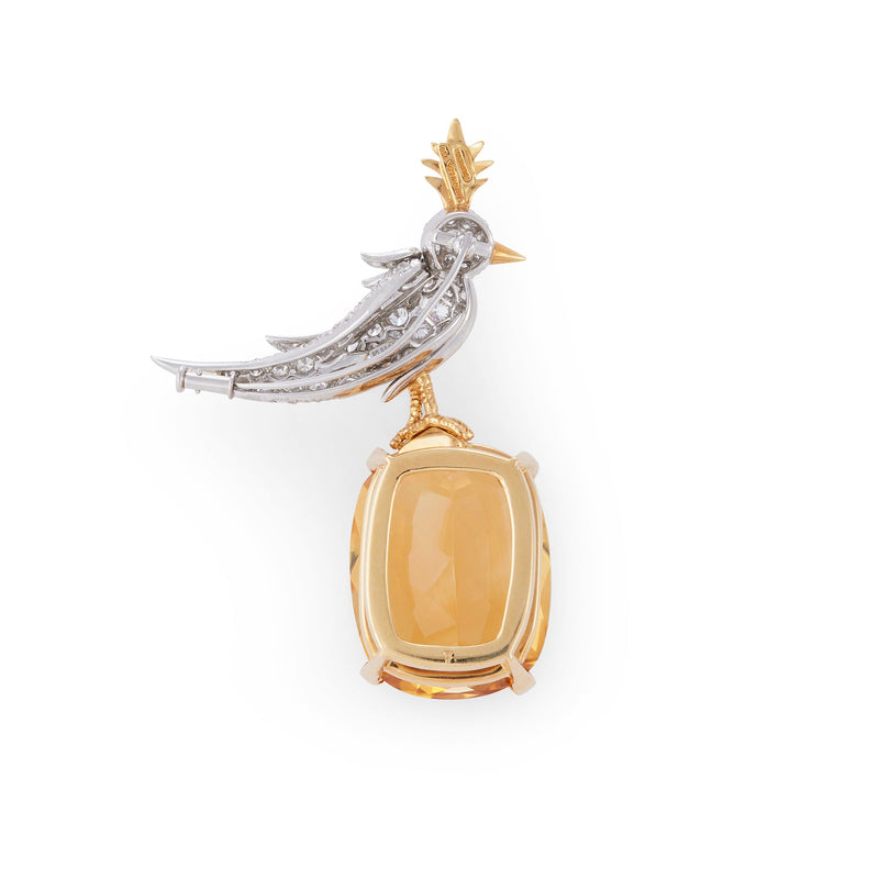 Jean Schlumberger for Tiffany & Co. 'Bird on a Rock' Citrine and Diamond Brooch