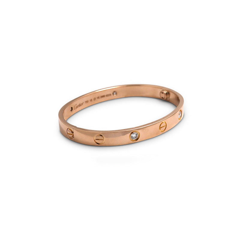 Cartier 18k Pink Gold 10 Diamond Love Bracelet Size 18