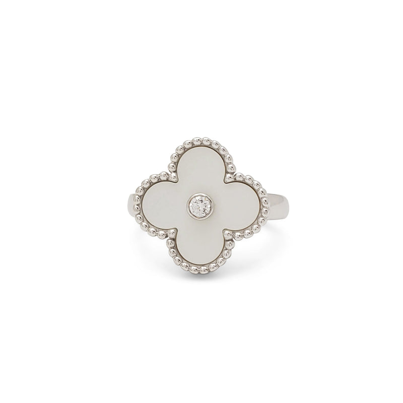 Van Cleef & Arpels 18K White Gold Mother of Pearl Vintage Alhambra